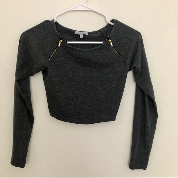 Charlotte Russe Crop Top with Zipper Accent - Picture 1 of 3